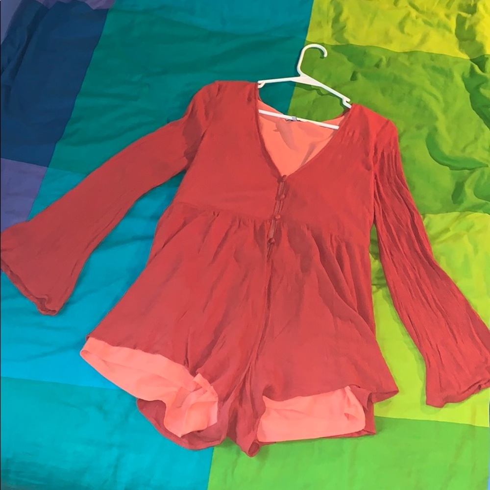 Tobi red flowy romper